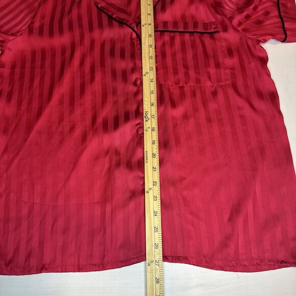 House of Harlow 1960 Women's Red Silk Pajama Top Sleepwear Size XL Striped - Picture 5 of 7